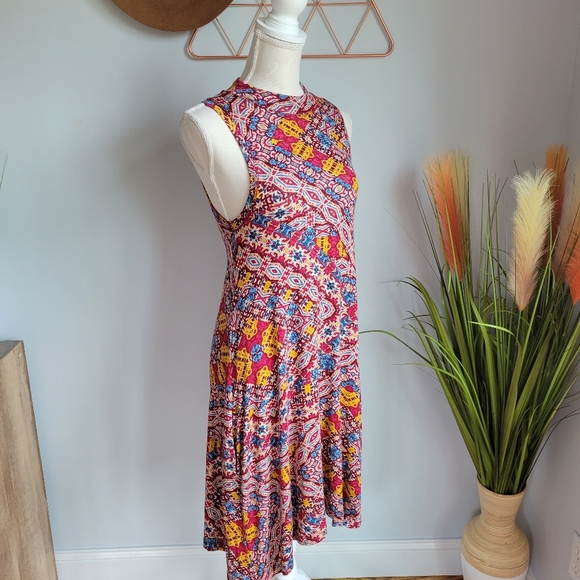 Maeve, Lilt Boho Print Mockneck Swing Knit Dress S - Picture 5 of 11